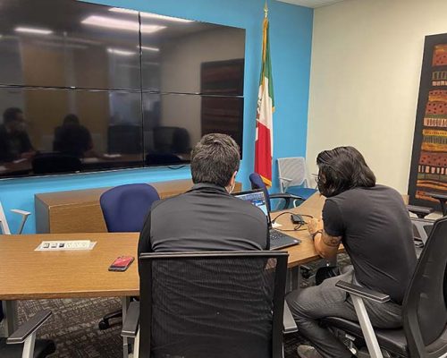 Interior of Mexico City office collaboration in conference room and team members